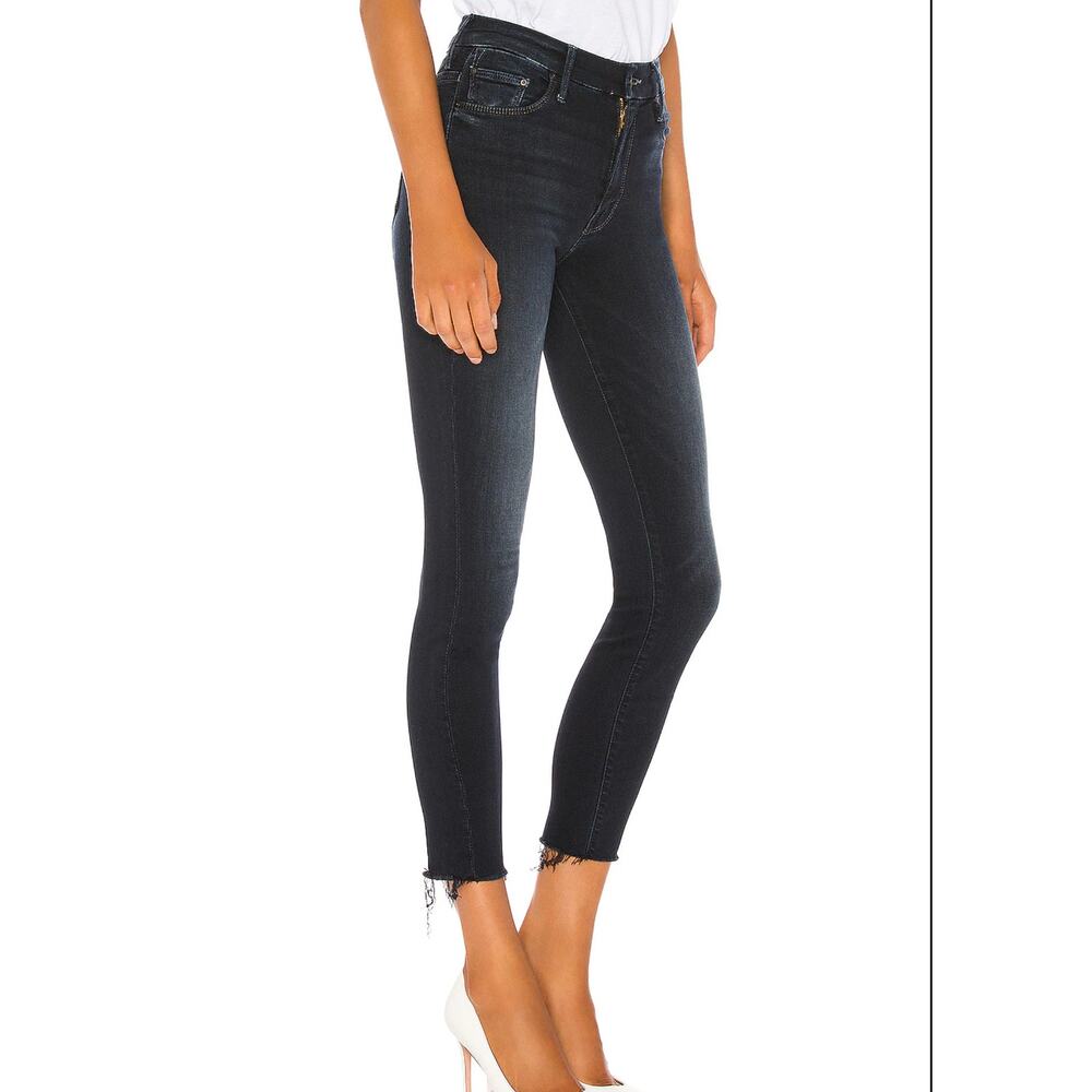 MOTHER High Waisted Ankle Fray Jeans Size 26 Last Call Dark Wash Fray
